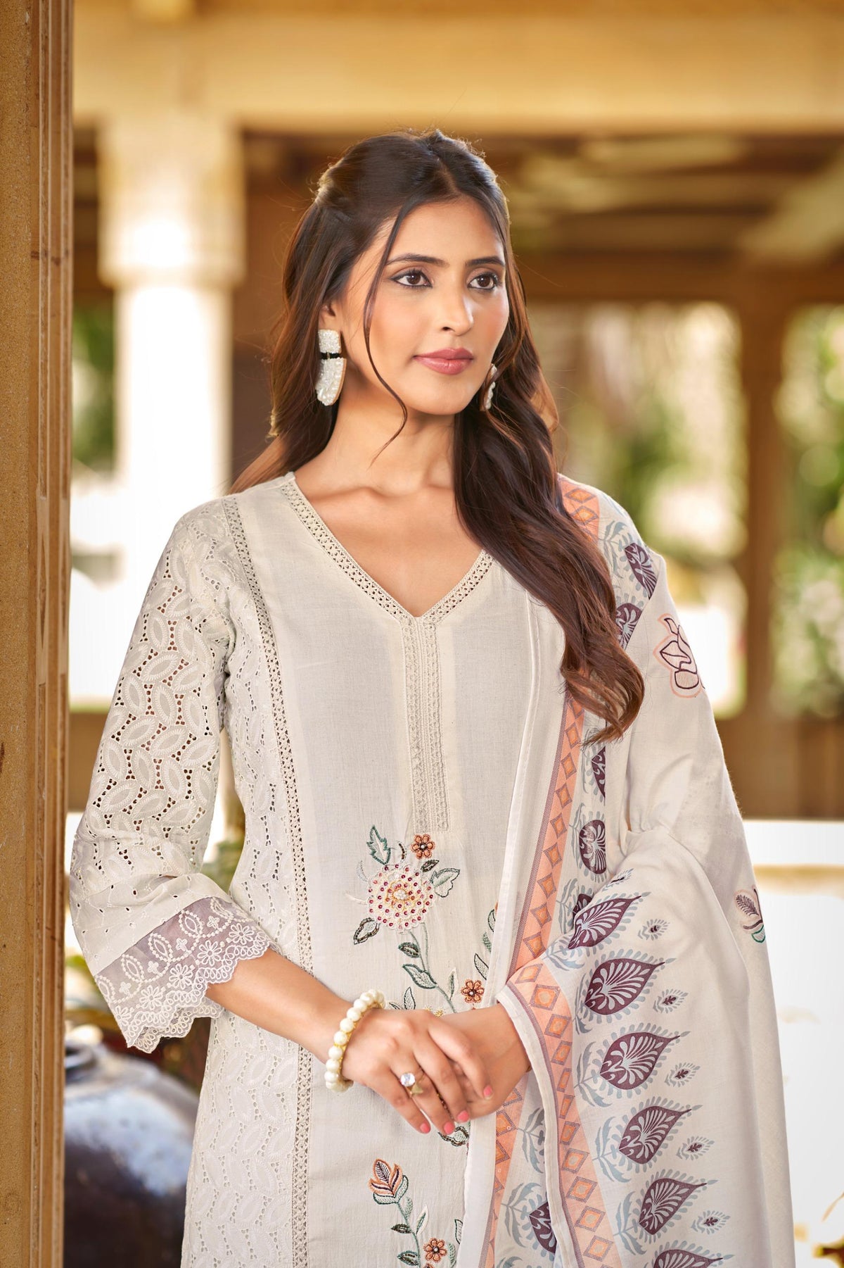 Top - Pure Cotton Shifali With Work Bottom - Cambric with work Duptta - Cotton Print Inner - Cotton