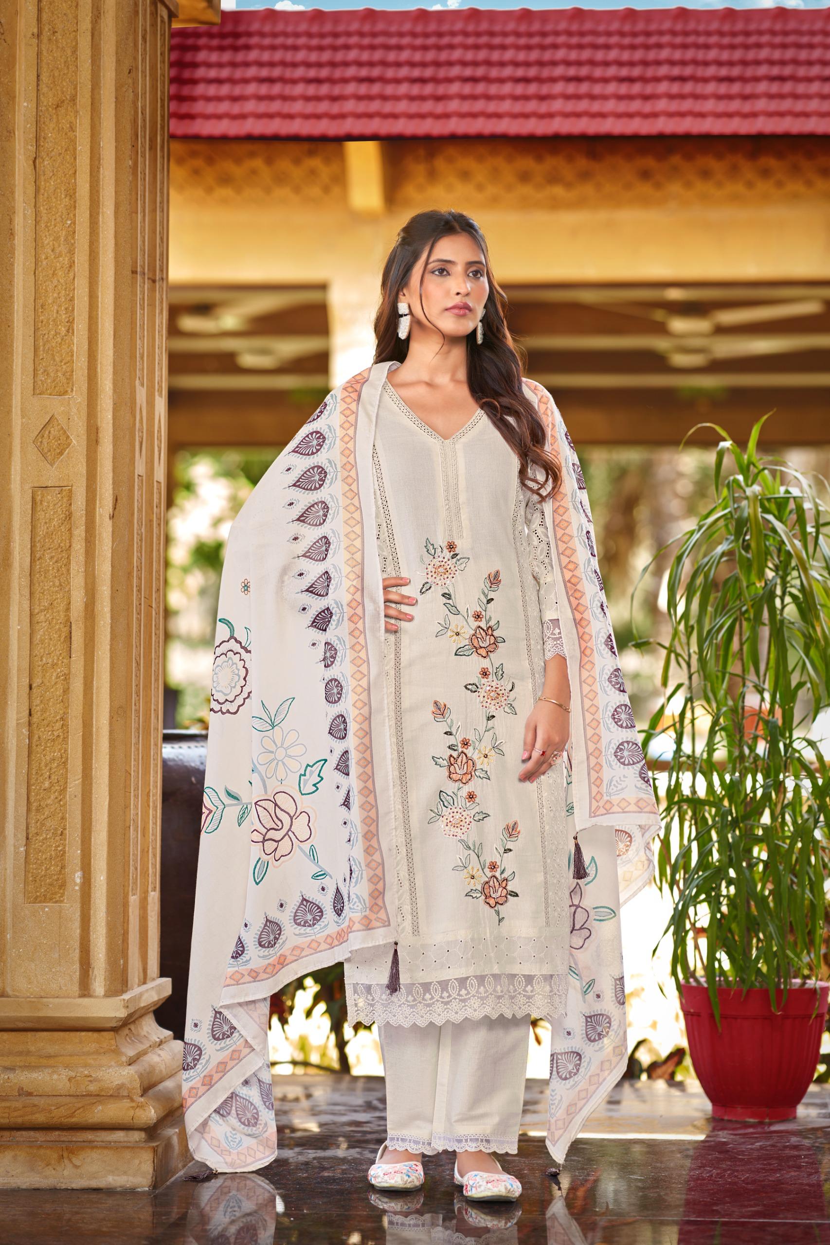 Top - Pure Cotton Shifali With Work Bottom - Cambric with work Duptta - Cotton Print Inner - Cotton