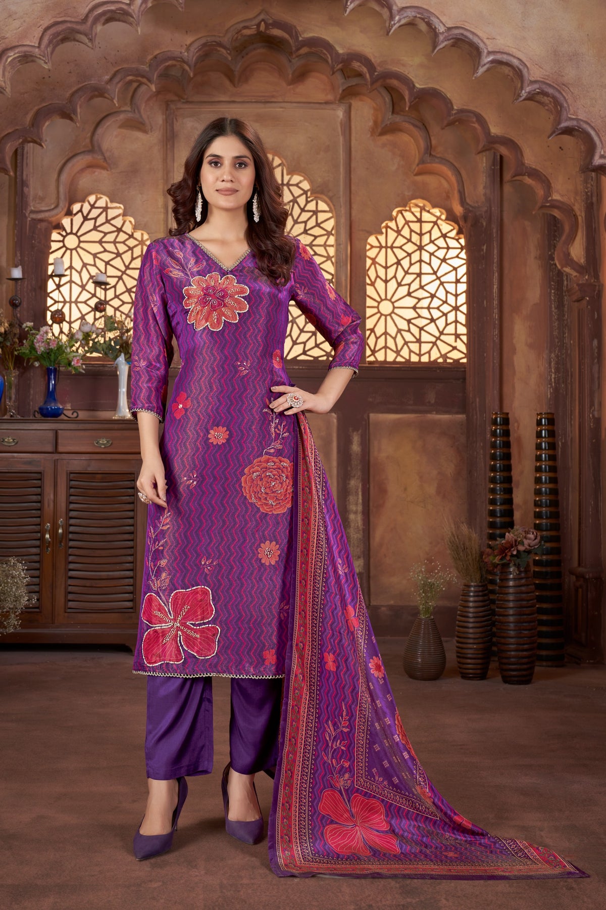 Top Fabric- Pure Shimar Print With Handwork Bottom- Pure Santton Duptta- Pure Shimar Print Inner- Cotton